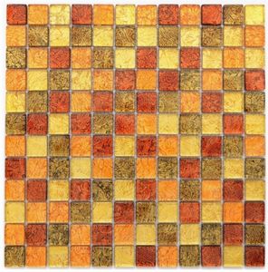Mosaikfliese Transluzent Glasmosaik Crystal gold orange Struktur MOS120-07414