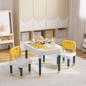 EUGAD Kindertisch mit 2 Stühlen, 3tlg. Kindersitzgruppe, mit Stauraum Noppen