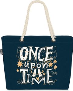 VOID Once upon a time Schrift Strandtasche Shopper 58x38x16cm 23L XXL Einkaufstasche Tasche Reisetasche Beach Bag