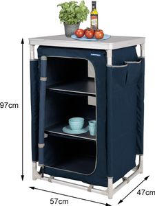 Campart Camping Cabinet Nantes 4 nastaviteľné nohy 3 priehradky Modrá Outdoor