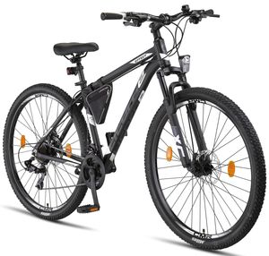 Licorne Bike Effect Premium Mountainbike in 26, 27,5 und 29 Zoll - Fahrrad für Jungen, Mädchen, Herren und Damen - Shimano 21 Gang-Schaltung - Herrenrad, Farbe:Schwarz/Weiß (2xDisc-Bremse), Zoll:29.00