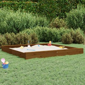 Leap Sandkasten mit Sitzen Honigbraun Quadratisch Massivholz Kiefer - FarbeHonigbraune KieferGröße200 x 200 x 20 cm