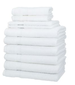Betz 10er Handtuch-Set PALERMO 100%Baumwolle 6 Handtücher 2 Gästetücher 2 Waschhandschuhe Farbe weiß
