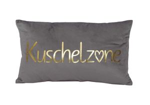 Kissen - Grau - Gold - 50 x 30 cm - mit Schriftzug