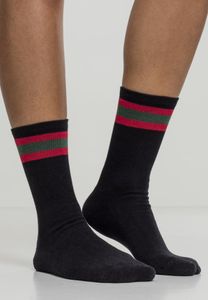 Urban Classics TB2159 | Športové ponožky s pruhmi, 2 balenia - farba: čierna/horúca/zelená - veľkosť: 39-42