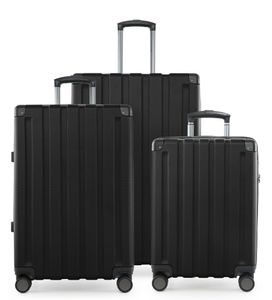 HAUPTSTADTKOFFER Q-Damm - sada kufrů 3-dílná, sada zavazadel (S+M+L) kufr s prodloužením na 4 kolečkách, TSA zámek, černý