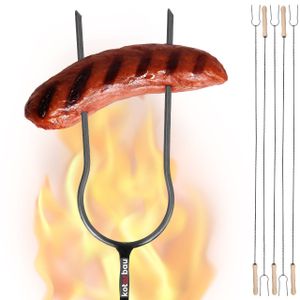 KOTARBAU® 5 Stk. Grillspieße 130cm mit doppeltem Edelstahlspieß Holzgriff Barbecuespieß zum Grillen Lagerfeuer Grill Zubehör Stockbrot Spieße Grill Spieße Spiesse Marshmallow Spieße Lagerfeuerspieße