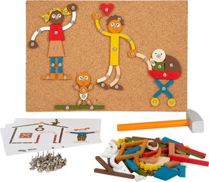 small foot Hämmerchenspiel Zuhause und Familie aus Holz, mit Korkbrett und Hammer für Kinder ab 3 Jahren, 12359