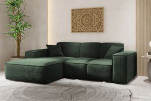 Ecksofa, Eckcouch L form, Wohnzimmer Couch SIENA stoff Poso Grün Ottomane Links