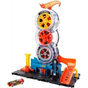 Zestaw do zabawy Hot Wheels City Super Tyre Shop, prezent dla dzieci w wieku od 4 do 8 lat