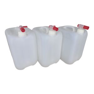 3 x 10 L 10 Liter Wasserkanister Kanister lebensmittelecht dicht + Hahn 3 x DIN45 (3x10knn45 + 3x H.45)