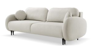 Selsey Sofa Bafra 3-Sitzer mit Schlaffunktion und Bettkasten, Easy-Clean Samtbezug Hellbeige