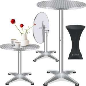 KESSER® 2in1 Stehtisch klappbar Bistrotisch Aluminium Edelstahlplatte | höhenverstellbar | 70cm / 115cm | Partytisch Tisch | In- & Outdoor | Hochzeit | Empfangstisch | Klapptisch inklusive Regencover