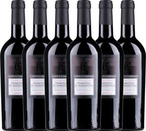 VINELLO 6er Weinpaket - Primitivo di Manduria DOC 2020 - Conte di Campiano