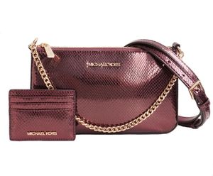 Michael Kors Jet Set Travel Medium Handtasche Zipperkette+Kartenhalter Burgunderrot