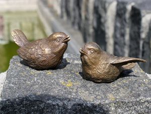 Bronzeskulptur Vogelpärchen zweiteilig Dekorationsfigur Gartendekoration