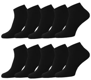 12 Paar Uni Socken Sneaker Füsslinge Schwarz Baumwolle Gr. 43-46