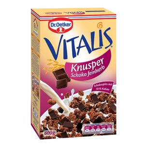 Dr Oetker Vitalis Knuspermüsli mit Schokoladen Stückchen feinherb 600g