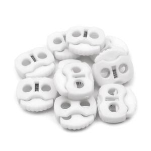 10 Kordelstopper mit zwei Löchern 20x20mm, Durchzug 5mm - 35 Farben