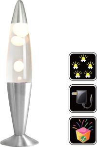 LED Lava Lampe Rakete 35cm Silber - Weiss LED Lava Lampe Rakete 35cm Silber - Weiss