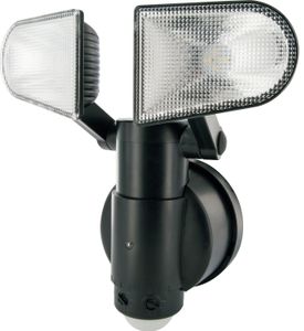 SCHWAIGER -LED220 011- LED Sensorleuchte (2-fach) mit Bewegungsmelder und 2 Lampen, Schwarz