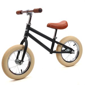 Sjoef Laufrad Retro |Kinderlaufrad Lauflernrad Kinderrad für Jungen und Mädchen ab 3 Jahren | 12 Zoll Räder | Verstellbarer Sattel (43-48cm) - Matt Schwarz