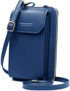 Blau Crossbody Tasche Handytasche Brieftasche Damen Umhängetasche Geldbörse mit Credit Card Slots für Frauen