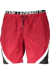 KARL LAGERFELD BEACHWEAR Herren Hose Badehose Bademode Schwimmhose, mit Schnürverschluss   , Größe:S, Farbe:Rot