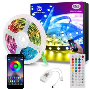 Bluetooth LED Stripes 15m Lichterkette Lichtleiste Band Lichtschlauch mit Farbwechsel Inkl. Fernbedienung RGB LED Streifen 4 Musik modi