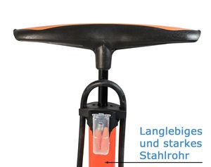Metall Standpumpe Luftpumpe Hochdruck Fahrradpumpe 11 bar Manometer alle Ventile