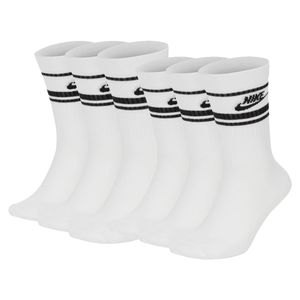 NIKE Unisex 6er Pack Sportsocken - Everyday Essential Stripe, einfarbig Weiß/Schwarz 34-38