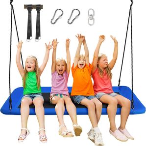 COSTWAY Nestschaukel Baumschaukel 150x80cm inkl. 100-180cm verstellbares Seil 320kg belastbar für Kinder & Erwachsene Blau