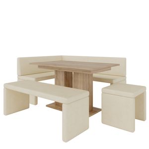 Eckbank AKIKO mit Tisch und Bänken 196x142 links - Eckbankgruppe für Ihrem Esszimmer, Küche modern, Sitzecke, Essecke. Perfekt für Küche, Büro und Rezeption