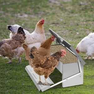 Yakimz Futterautomat Hühner 5kg - Hühner Futterspender aus Verzinkter Stahl für Geflügel, wasserdicht und rattensicher