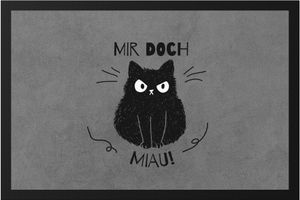Mir Doch Miau Fußmatte mit Katzen und Herzen Motiv für Katzenliebhaber Katzenliebe Mieze Büsi