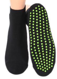 Rutschhemmende Sneaker Kurzschaftsocke mit Plüschsohle & Noppen - UNI ABS Socken, Farben alle:schwarz, Größe:39/42 Dreierpack