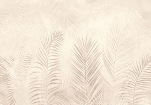 Vlies Fototapete Blätter Beton Pastell Botanisch (312x219cm - 3 Bahnen)  Wohnzimmer Schlafzimmer Wandtapete Modern Tapete UV-Beständig Montagefertig