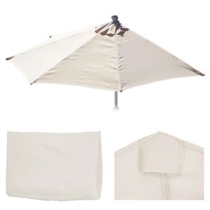 Ersatz-Bezug für Sonnenschirm halbrund Lorca, Sonnenschirmbezug Ersatzbezug, 300cm Stoff/Textil UV 50+ 3kg  creme