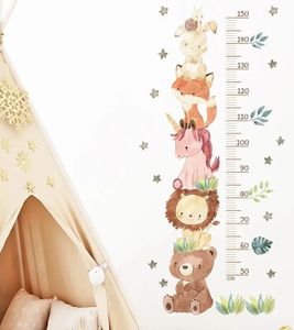 Wandsticker Kinder Tier Wandsticker,Wandaufkleber Deko,Wandtattoo mit Waldtieren für Kinderzimmer, niedlichen Einhorn Tiere Höhe Messung