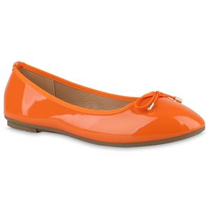 VAN HILL Damen Klassische Ballerinas Kunstleder Schleifen Schuhe 838469, Farbe: Orange, Größe: 38