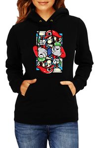 Mirror Mario Damen Kapuzenpullover Sweatshirts Super Mario Bros Luigi Bowser, L / Schwarz