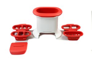 TUPPERWARE Küchenhelfer Multipresse weiß rot + 4 Einsätze Gnocchi Teigpresse