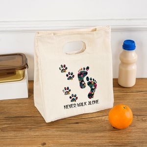 I Love My Dog Paw Functional Pattern Cooler Lunch Box Bag Portable Insulated Canvas Bento Bags Thermal Food Picknick Storage Totes