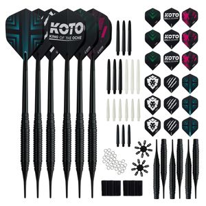 KOTO - 6 Stück Elektronische Dartpfeile Set 18 Gramm, Dart Pfeile mit Plastik Spitze, Soft Darts mit 18 Stück Schäfte und 18 Stück Flights, 16 Stück Flightschoner, 30 Stück O-Ringe und Spitzenhalter