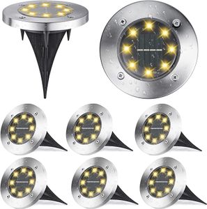 Forever 8 x LED Solarlampe Bodeneinbaustrahler Solar Bodenleuchte Bodenlampe Außen 8Leds,Warmweiß