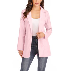Plus Size Damen Langarm Revers Blazer Anzüge Solid Pocket Cardigan Jacke TOP,Farbe: Rosa,Größe:4XL