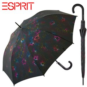 Esprit Regenschirm Stockschirm Schirm mit Automatik starburst multimetallic bunte Sterne