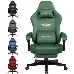 GTPLAYER Gaming Stuhl Stoff Gaming Chair Ergonomisch Bürostuh PC Stuhl,  Verstellbarer und Drehbarer Schreibtischstuh mit Fußstütze, Grün