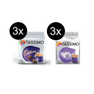 TASSIMO Kapseln Heiße Schokolade Paket 3x Cadbury + 3x Milka - 48 Getränke