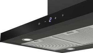 Dunstabzugshaube Inselhaube 90 cm Kaminhaube Schwarz matt Touch Control Respekta